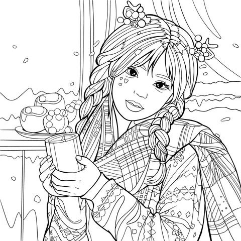 A woman in ancient - style clothing holding a candle