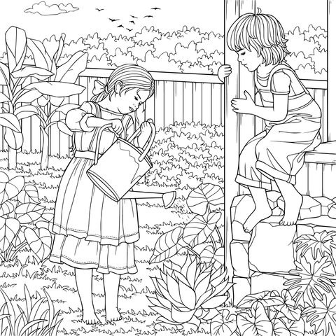 庭での子供たちの時間