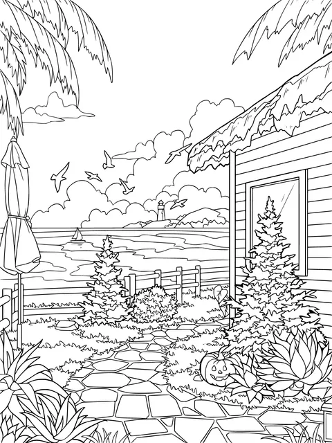 Beautiful View of a Seaside Cottage