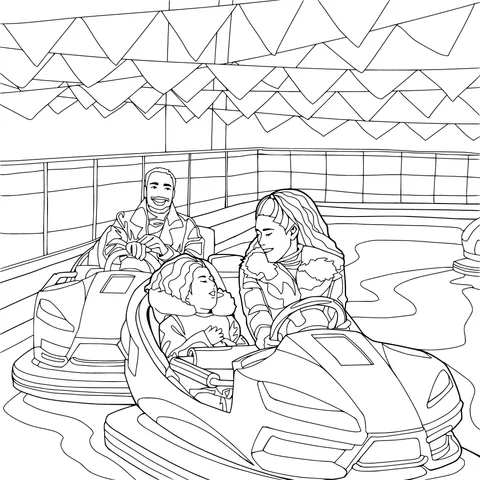 Family playing on bumper - cars
