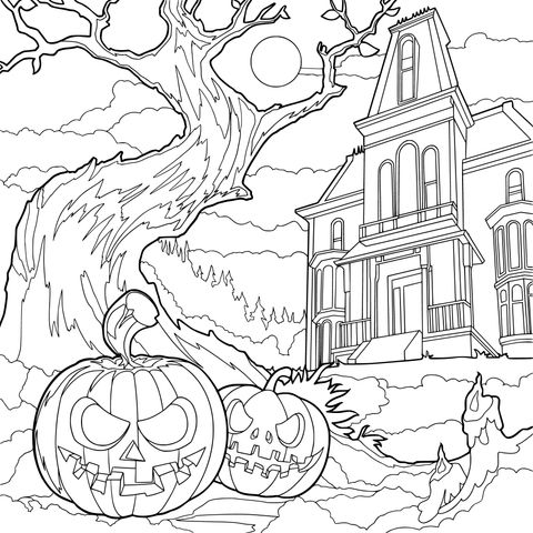 Escena de la Noche Espeluznante de Halloween