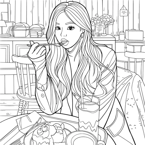Girl enjoying desserts