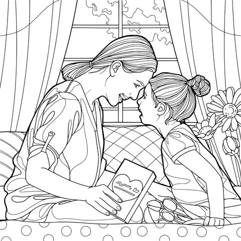 Warm moment between mother and daughter