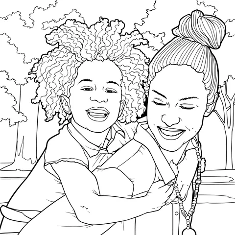 A Heart - warming Moment of Mother and Daughter in the Park