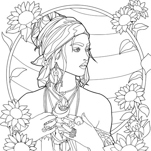 Sunflower - themed Girl with Jewelry