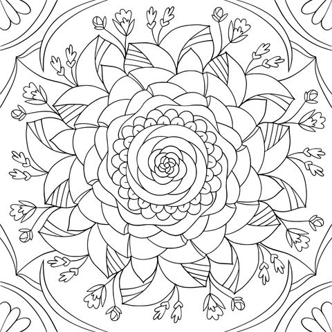 Patrón de Mandala Floral Colorido