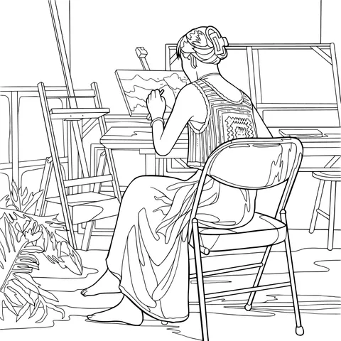 Woman Focused on Painting