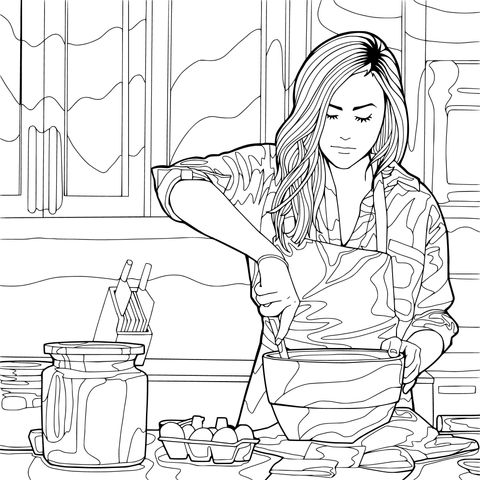 Woman mixing ingredients in the kitchen