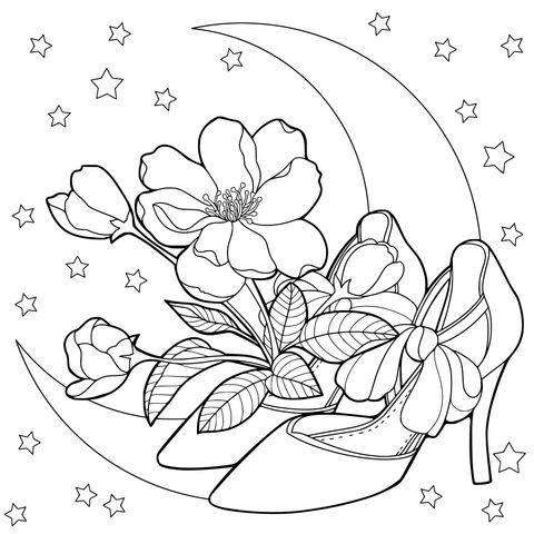 Flowers and High - heels under the Moon
