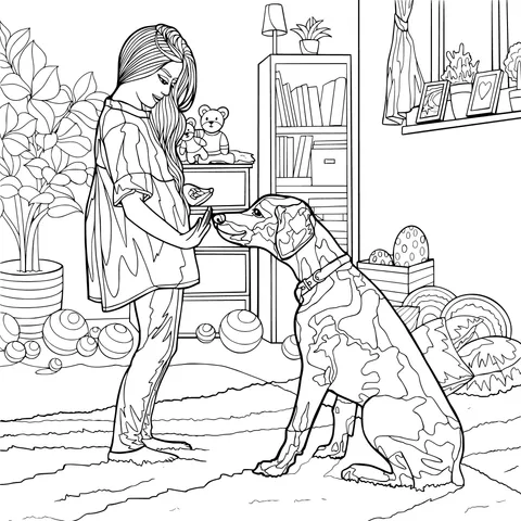 A warm moment between a pregnant woman and a dog