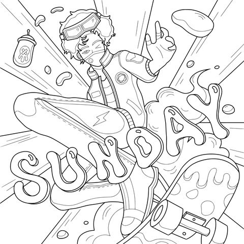 Skate - boarding Teenager on Sunday