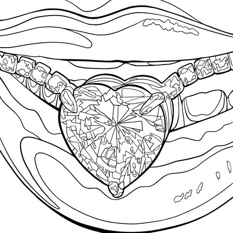 Heart - shaped Gemstone between Lips