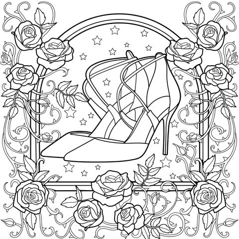 High - heeled Shoes Surrounded by Roses