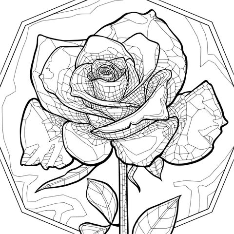 Rosa rosada con estilo poligonal