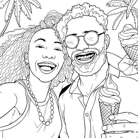 Happy couple enjoying ice - creams