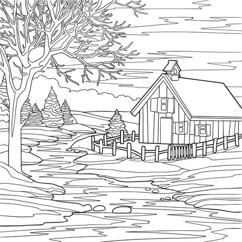 Uma Casinha Pelo Rio no Inverno