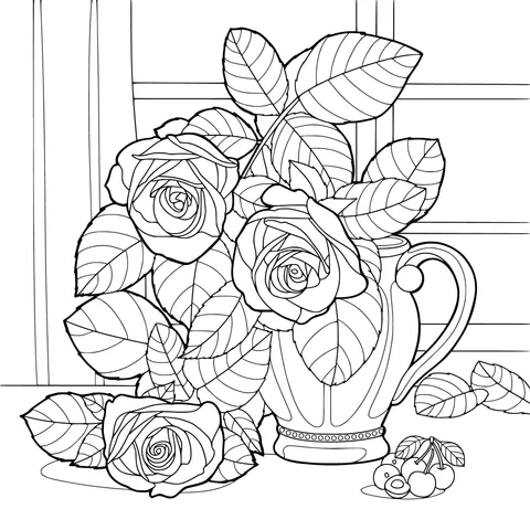 Colorful Roses in a Vase