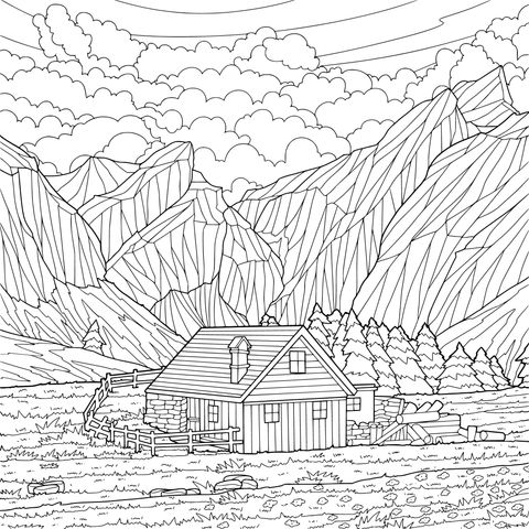 山间小屋美景