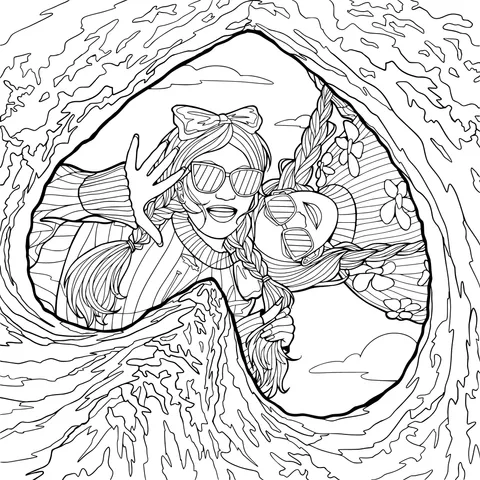 Girls Laughing in a Tree - hole