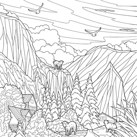 Scenery of Sheep - herding in Mountains