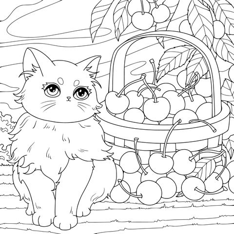 猫咪与樱桃篮