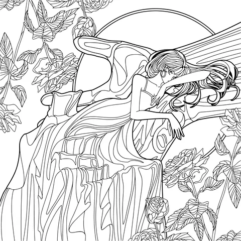 Rose - adorned Maiden Leaning on a Tree