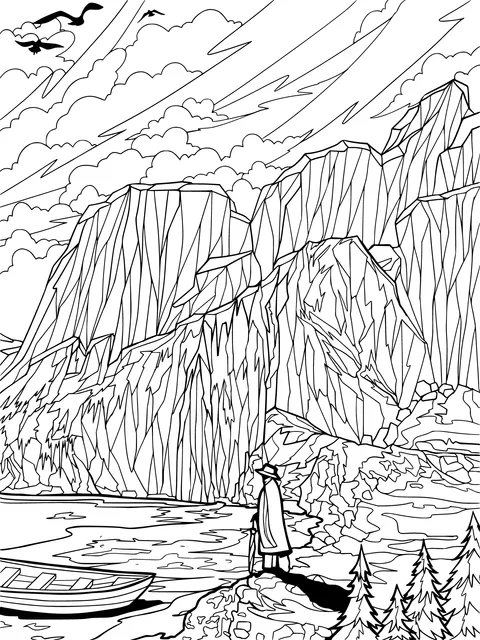 A Solitary Traveler by the Mountain Lake
