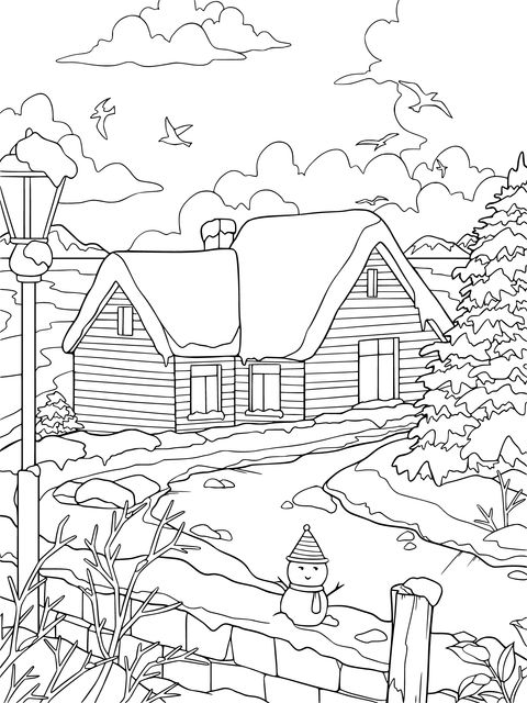 Casinha Coberta de Neve no Inverno