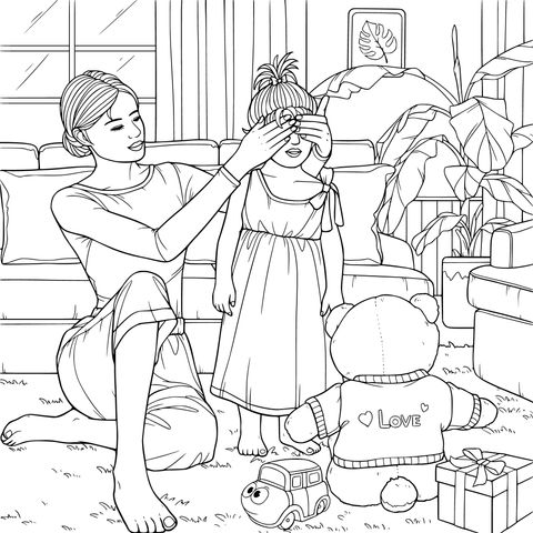 Mother preparing a surprise for her child