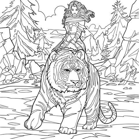 Woman Riding a Tiger