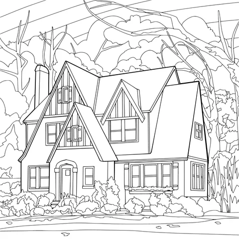 A single - family home in autumn