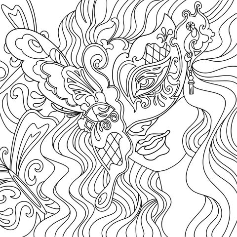 梦幻蝶形面具女子