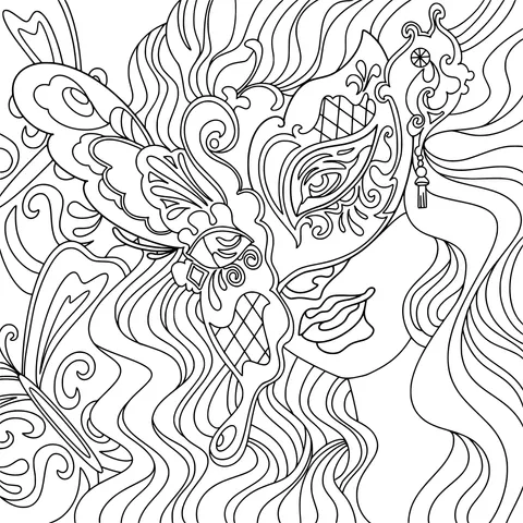 Woman with Dreamy Butterfly - shaped Mask