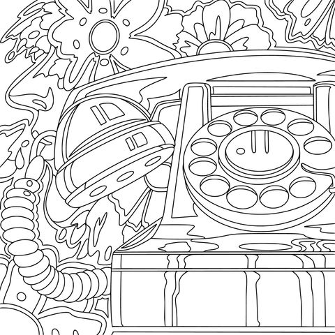 Vintage Pink Rotary Phone Surrounded by Flowers