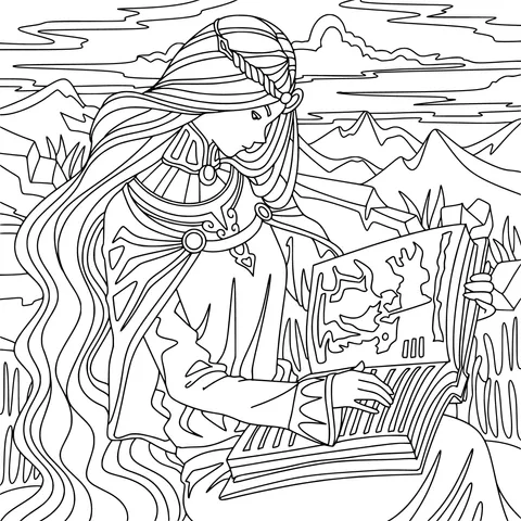 Woman Reading an Ancient Book