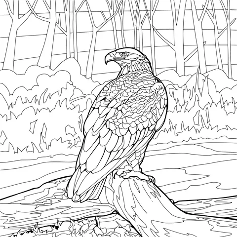 Eagle Perched in the Woodland