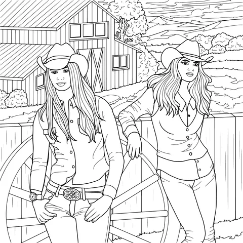 Two women in cowboy style