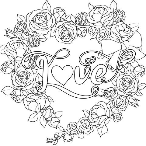 Heart - shaped Roses and the Word 'Love'