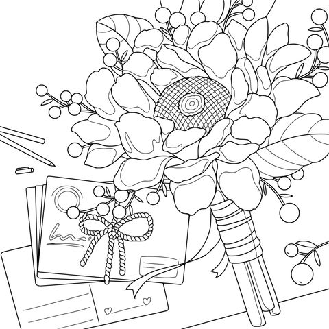 Buquê de Flores e Cartas
