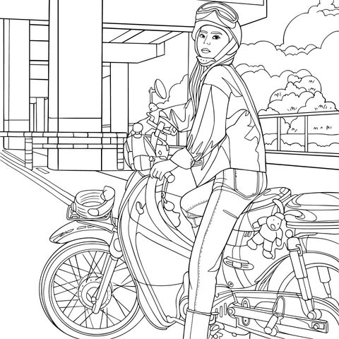 スクーターに乗る女性