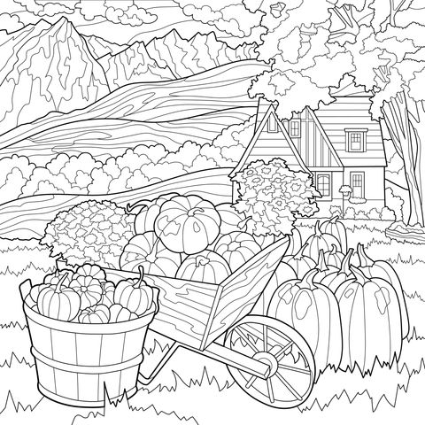 Harvest scene in the autumn countryside