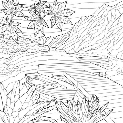 Scenery of Boats by the Lake