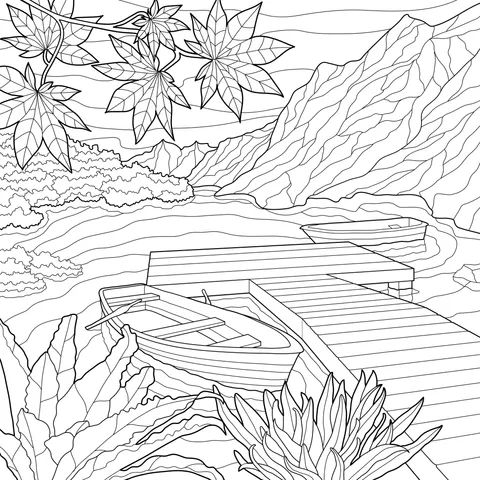 Scenery of Boats by the Lake