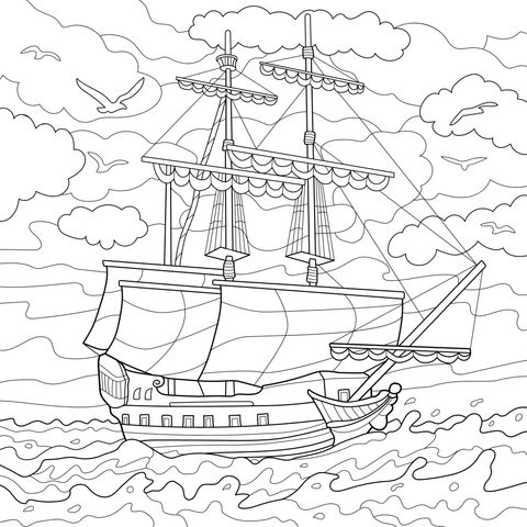Sailing Ship on the Sea