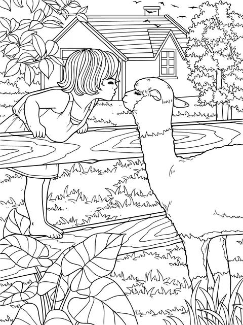 A girl's affectionate moment with an alpaca