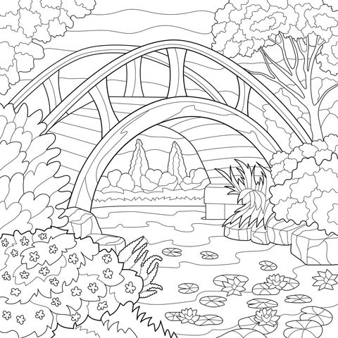 Scenery of Arch Bridge by the River