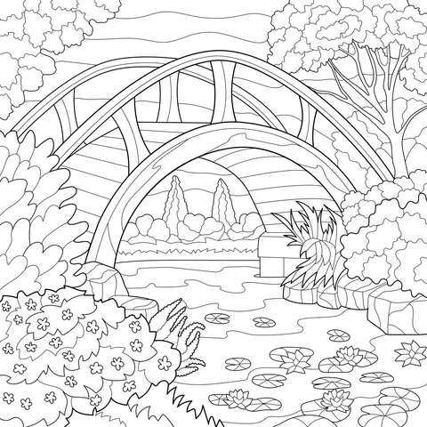 Scenery of Arch Bridge by the River