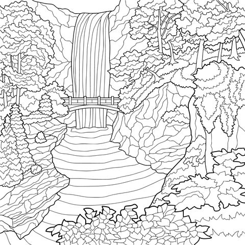秋の滝の景色