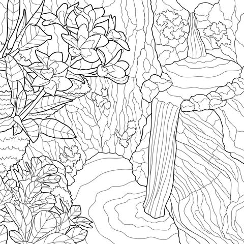 Flowering Waterfall Landscape