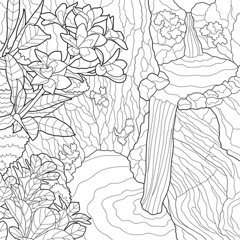 Flowering Waterfall Landscape